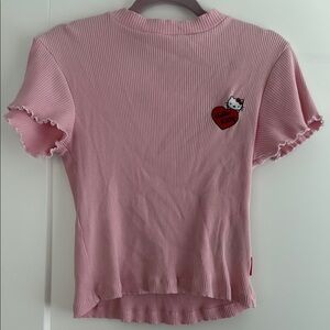 Lazy Oaf Pink Short Sleeve Tee with Feminine Touches
